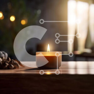 Intra Συλλεκτικό Ξύλινο Παζλ Plywood  4mm - Αναμμένο κερί με κουκουνάρια και διακοσμητικά Σε Ξύλινο Κουτί - Διαστάσεις: 10x10 cm – 25 κομμάτια