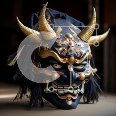 Intra Συλλεκτικό Ξύλινο Παζλ Plywood  4mm - Μαύρη και χρυσή μάσκα με κέρατα Σε Ξύλινο Κουτί - Διαστάσεις Puzzle: 10x10 cm – 25 κομμάτια - Image 1