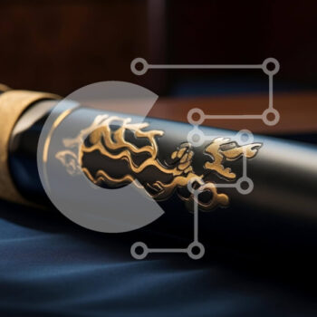 Intra Συλλεκτικό Ξύλινο Παζλ Plywood  4mm - Μαύρο και χρυσό κύλινδρο σε μπλε ύφασμα Σε Ξύλινο Κουτί - Διαστάσεις Puzzle: 10x10 cm – 25 κομμάτια - Image 1