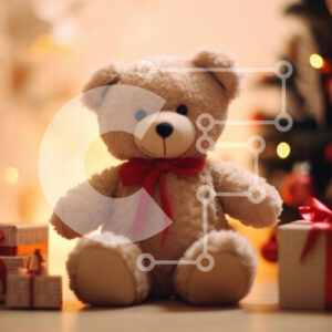 Intra Συλλεκτικό Ξύλινο Παζλ Plywood  4mm - Αρκουδάκι και Χριστουγεννιάτικα δώρα Σε Ξύλινο Κουτί - Διαστάσεις: 10x10 cm – 25 κομμάτια