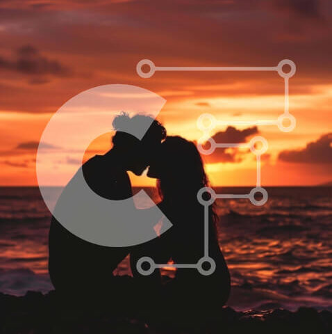 Intra Συλλεκτικό Ξύλινο Παζλ Plywood 4mm - Ρομαντικό ηλιοβασίλεμα στην παραλία με σιλουέτα ζευγαριού Σε Ξύλινο Κουτί - Διαστάσεις Puzzle: 10x10 cm – 25 κομμάτια - Image 1