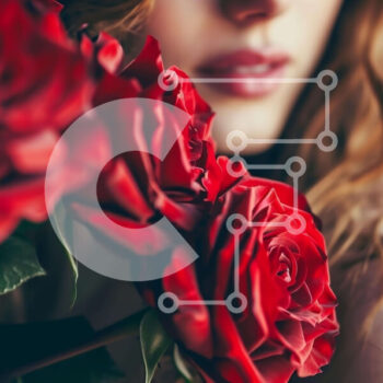 Intra Συλλεκτικό Ξύλινο Παζλ Plywood  4mm - Γυναίκα με μακριά μαλλιά και κόκκινα τριαντάφυλλα Σε Ξύλινο Κουτί - Διαστάσεις Puzzle: 10x10 cm – 25 κομμάτια - Image 1