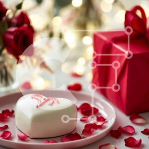 Intra Συλλεκτικό Ξύλινο Παζλ Plywood  4mm - Τούρτα του Αγίου Βαλεντίνου σε σχήμα καρδιάς με τριαντάφυλλα και κουτί δώρου Σε Ξύλινο Κουτί - Διαστάσεις: 10x10 cm – 25 κομμάτια