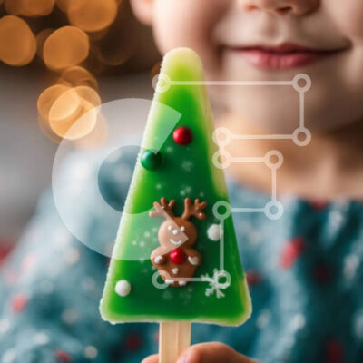 Intra Συλλεκτικό Ξύλινο Παζλ Plywood  4mm - Νεαρό κορίτσι που απολαμβάνει ένα παγωτό με θέμα τα Χριστούγεννα Σε Ξύλινο Κουτί - Διαστάσεις: 10x10 cm – 25 κομμάτια - Image 1