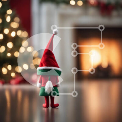 Intra Συλλεκτικό Ξύλινο Παζλ Plywood  4mm - Ξωτικό παιχνίδι μπροστά από το φωτισμένο τζάκι Σε Ξύλινο Κουτί - Διαστάσεις: 10x10 cm – 25 κομμάτια - Image 1