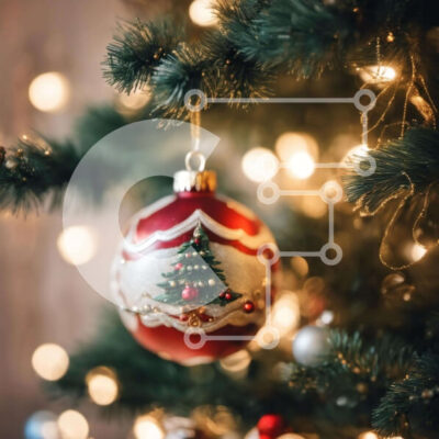 Intra Συλλεκτικό Ξύλινο Παζλ Plywood  4mm - Κόκκινο χριστουγεννιάτικο στολίδι με χρυσά και κόκκινα διακοσμητικά Σε Ξύλινο Κουτί - Διαστάσεις: 10x10 cm – 25 κομμάτια - Image 1