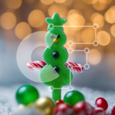 Intra Συλλεκτικό Ξύλινο Παζλ Plywood  4mm - Πολύχρωμο χριστουγεννιάτικο δέντρο από μπαστούνια καραμελών και τσίχλες Σε Ξύλινο Κουτί - Διαστάσεις: 10x10 cm – 25 κομμάτια - Image 1