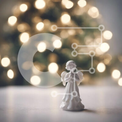 Intra Συλλεκτικό Ξύλινο Παζλ Plywood  4mm - Ειδώλιο αγγέλου στις χριστουγεννιάτικες διακοσμήσεις Σε Ξύλινο Κουτί - Διαστάσεις: 10x10 cm – 25 κομμάτια - Image 1