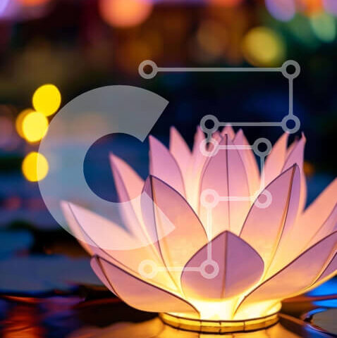 Intra Συλλεκτικό Ξύλινο Παζλ Plywood 4mm - Λευκό Λουλούδι Λωτού φωτίζεται και επιπλέει στο νερό Σε Ξύλινο Κουτί - Διαστάσεις: 10x10 cm – 25 κομμάτια - Image 1