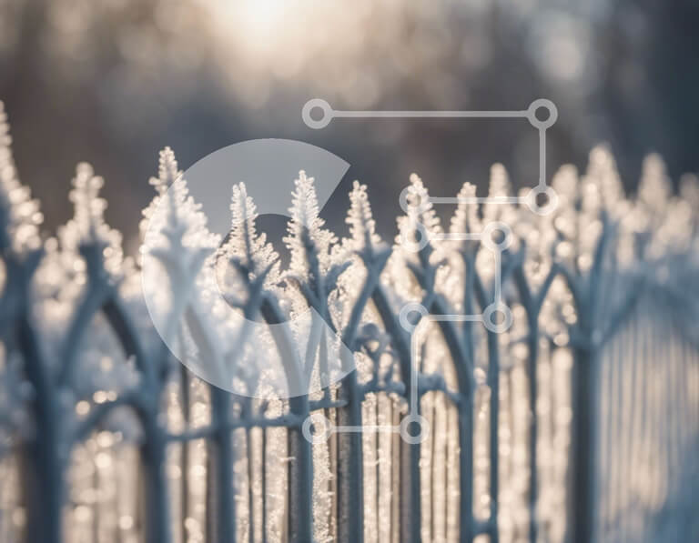 Intra Συλλεκτικό Ξύλινο Παζλ Plywood  4mm - Χειμερινός φράκτης καλυμμένος από παγετό και χιόνι Σε Ξύλινο Κουτί - Διαστάσεις Puzzle: 10x10 cm – 25 κομμάτια