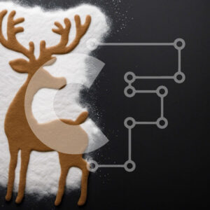 Intra Συλλεκτικό Ξύλινο Παζλ Plywood  4mm - Διακόσμηση ταράνδων με μελόψωμο σε μαύρο φόντο Σε Ξύλινο Κουτί - Διαστάσεις Puzzle: 10x10 cm – 25 κομμάτια