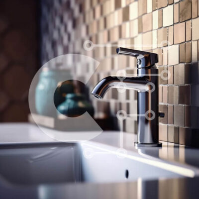 Intra Συλλεκτικό Ξύλινο Παζλ Plywood  4mm - Κομψός και λειτουργικός νιπτήρας μπάνιου με βρύση χρωμίου και ορθογώνιο καθρέφτη Σε Ξύλινο Κουτί - Διαστάσεις Puzzle: 10x10 cm – 25 κομμάτια - Image 1