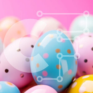 Intra Συλλεκτικό Ξύλινο Παζλ Plywood  4mm - Πολύχρωμα Πασχαλινά αυγά με πουά σε ροζ φόντο Σε Ξύλινο Κουτί - Διαστάσεις: 10x10 cm – 25 κομμάτια