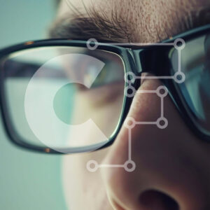 Intra Συλλεκτικό Ξύλινο Παζλ Plywood  4mm - Άνδρας που φοράει γυαλιά κοιτάζοντας την απόσταση Σε Ξύλινο Κουτί - Διαστάσεις Puzzle: 10x10 cm – 25 κομμάτια