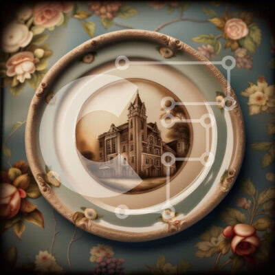 Intra Συλλεκτικό Ξύλινο Παζλ Plywood 4mm - Όμορφο πιάτο με ζωγραφική ενός μεγάλου περίτεχνου κτηρίου Σε Ξύλινο Κουτί - Διαστάσεις: 10x10 cm – 25 κομμάτια - Image 1