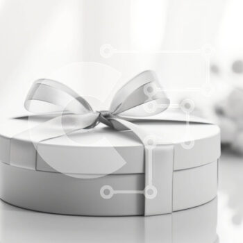 Intra Συλλεκτικό Ξύλινο Παζλ Plywood  4mm - Λευκό κουτί δώρου με κομψό φιόγκο και λουλούδια Σε Ξύλινο Κουτί - Διαστάσεις Puzzle: 10x10 cm – 25 κομμάτια - Image 1