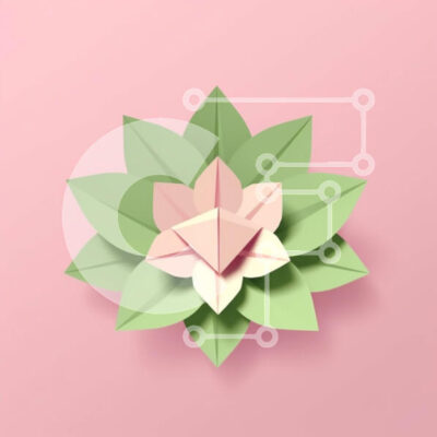 Intra Συλλεκτικό Ξύλινο Παζλ Plywood  4mm - Λουλούδι Lotus Origami από χαρτί με πράσινα φύλλα και ροζ κέντρο Σε Ξύλινο Κουτί - Διαστάσεις Puzzle: 10x10 cm – 25 κομμάτια - Image 1