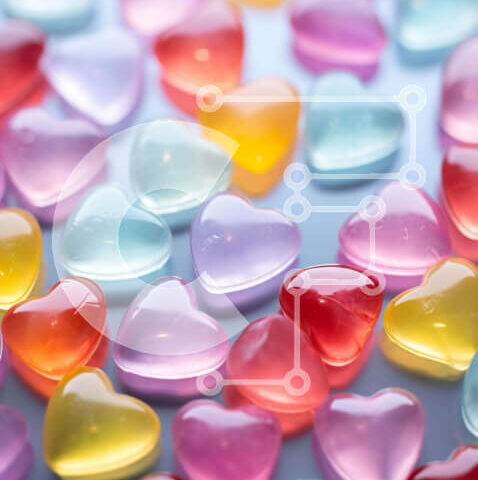 Intra Συλλεκτικό Ξύλινο Παζλ Plywood  4mm - Συστάδα από πολύχρωμες καραμέλες σε σχήμα καρδιάς Σε Ξύλινο Κουτί - Διαστάσεις Puzzle: 10x10 cm – 25 κομμάτια - Image 1