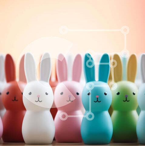 Intra Συλλεκτικό Ξύλινο Παζλ Plywood  4mm - Πολύχρωμα ειδώλια λαγουδάκι στο τραπέζι Σε Ξύλινο Κουτί - Διαστάσεις Puzzle: 10x10 cm – 25 κομμάτια - Image 1