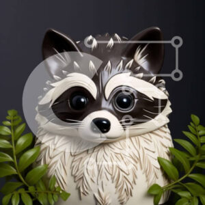 Intra Συλλεκτικό Ξύλινο Παζλ Plywood  4mm - Ειδώλιο ρακούν σε πράσινα φύλλα Σε Ξύλινο Κουτί - Διαστάσεις Puzzle: 10x10 cm – 25 κομμάτια