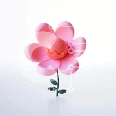 Intra Συλλεκτικό Ξύλινο Παζλ Plywood  4mm - Ροζ λουλούδι με αυγό σε λευκό φόντο Σε Ξύλινο Κουτί - Διαστάσεις: 10x10 cm – 25 κομμάτια - Image 1