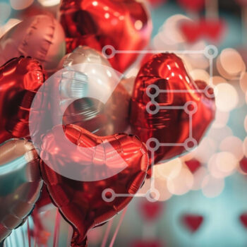 Intra Συλλεκτικό Ξύλινο Παζλ Plywood  4mm - Μπαλόνια σε σχήμα καρδιάς σε έναν γιορτινά διακοσμημένο χώρο Σε Ξύλινο Κουτί - Διαστάσεις Puzzle: 10x10 cm – 25 κομμάτια - Image 1