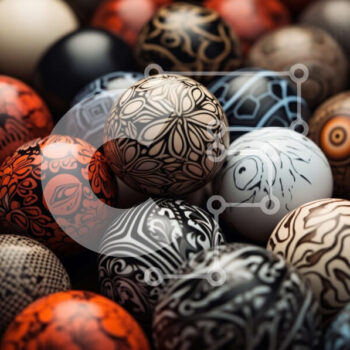 Intra Συλλεκτικό Ξύλινο Παζλ Plywood  4mm - Διακοσμημένα αυγά σε κύκλο Σε Ξύλινο Κουτί - Διαστάσεις Puzzle: 10x10 cm – 25 κομμάτια - Image 1