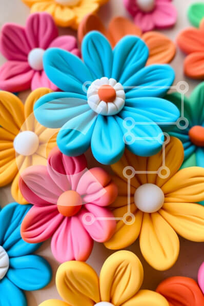 Intra Συλλεκτικό Ξύλινο Παζλ Plywood  4mm - Πολύχρωμα ειδώλια σε σχήμα λουλουδιών στοίβα Σε Ξύλινο Κουτί - Διαστάσεις Puzzle: 10x10 cm – 25 κομμάτια