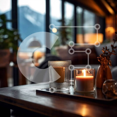 Intra Συλλεκτικό Ξύλινο Παζλ Plywood  4mm - Άνετο σαλόνι με θέα στο βουνό και τζάκι Σε Ξύλινο Κουτί - Διαστάσεις Puzzle: 10x10 cm – 25 κομμάτια - Image 1