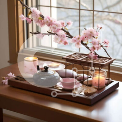 Intra Συλλεκτικό Ξύλινο Παζλ Plywood  4mm - Ξύλινος δίσκος με κεριά, φλιτζάνια τσαγιού και μπολ Σε Ξύλινο Κουτί - Διαστάσεις Puzzle: 10x10 cm – 25 κομμάτια - Image 1