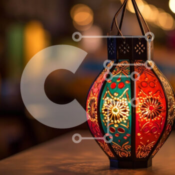 Intra Συλλεκτικό Ξύλινο Παζλ Plywood  4mm - Πολύχρωμο χειροποίητο φωτιστικό στο τραπέζι Σε Ξύλινο Κουτί - Διαστάσεις Puzzle: 10x10 cm – 25 κομμάτια - Image 1