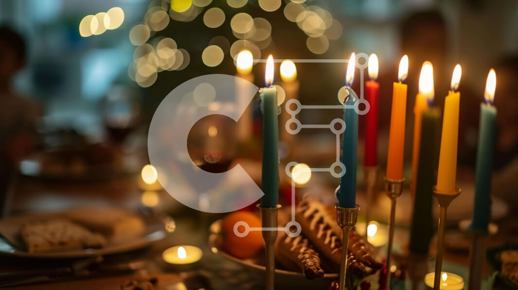 Intra Συλλεκτικό Ξύλινο Παζλ Plywood  4mm - Εορταστική γιορτή Χανουκά με αναμμένα κεριά σε τραπεζαρία Σε Ξύλινο Κουτί - Διαστάσεις: 10x10 cm – 25 κομμάτια