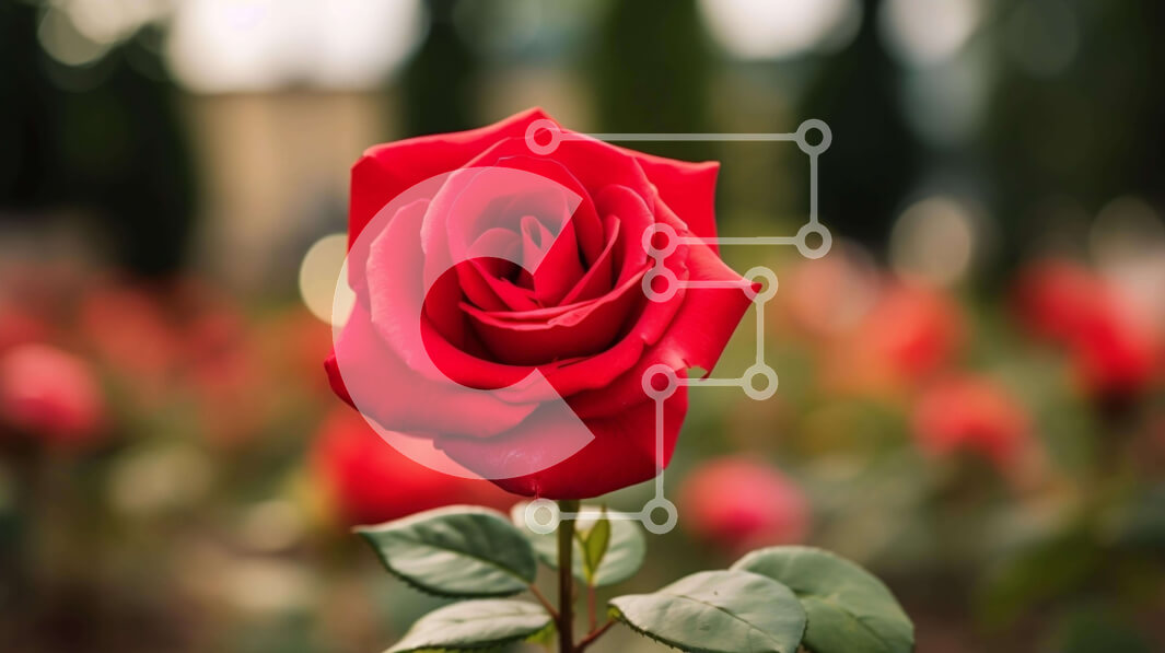 Intra Συλλεκτικό Ξύλινο Παζλ Plywood  4mm - Μονό κόκκινο τριαντάφυλλο σε ανθοσυνθέσεις Σε Ξύλινο Κουτί - Διαστάσεις: 10x10 cm – 25 κομμάτια