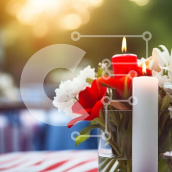 Intra Συλλεκτικό Ξύλινο Παζλ Plywood  4mm - Ανθοσύνθεση Αμερικανικής Σημαίας με κερί Σε Ξύλινο Κουτί - Διαστάσεις: 10x10 cm – 25 κομμάτια - Image 1