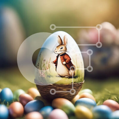 Intra Συλλεκτικό Ξύλινο Παζλ Plywood  4mm - Πασχαλινό αυγό με σχέδιο κουνελιού Σε Ξύλινο Κουτί - Διαστάσεις: 10x10 cm – 25 κομμάτια - Image 1