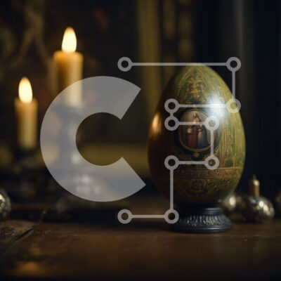 Intra Συλλεκτικό Ξύλινο Παζλ Plywood  4mm - Παναγία Ξύλινο Αυγό με Κηροπήγια και Στολίδια Σε Ξύλινο Κουτί - Διαστάσεις Puzzle: 10x10 cm – 25 κομμάτια - Image 1