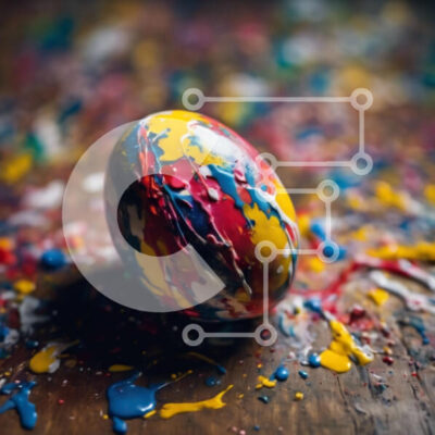 Intra Συλλεκτικό Ξύλινο Παζλ Plywood  4mm - Πολύχρωμο ζωγραφισμένο Πασχαλινό αυγό σε ξύλινη επιφάνεια Σε Ξύλινο Κουτί - Διαστάσεις: 10x10 cm – 25 κομμάτια - Image 1