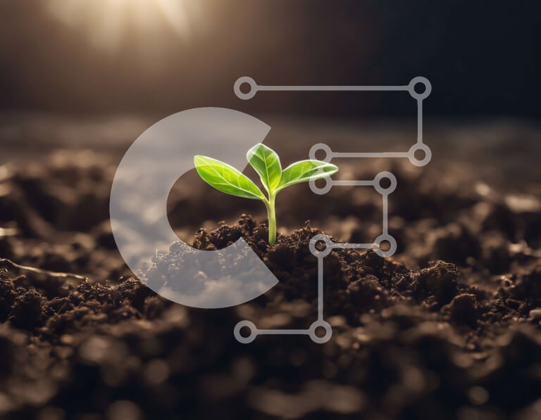 Intra Συλλεκτικό Ξύλινο Παζλ Plywood  4mm - Μικρό πράσινο φυτό που βλασταίνει από το έδαφος με τον ήλιο στο φόντο Σε Ξύλινο Κουτί - Διαστάσεις: 10x10 cm – 25 κομμάτια