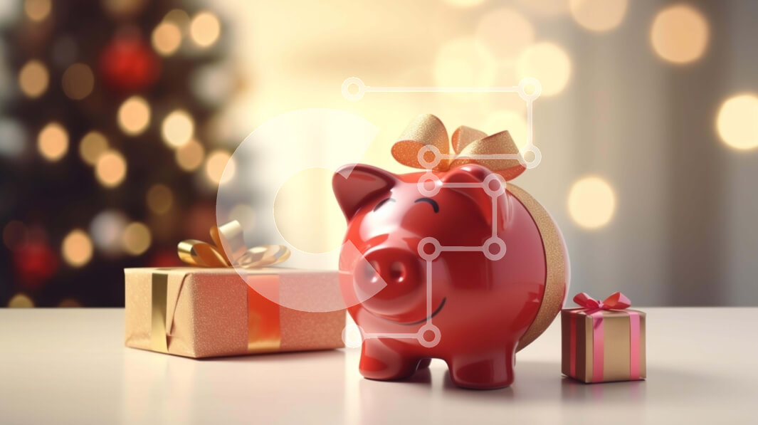 Intra Συλλεκτικό Ξύλινο Παζλ Plywood  4mm - Κόκκινος κουμπαράς με κουτιά δώρων και χριστουγεννιάτικο δέντρο Σε Ξύλινο Κουτί - Διαστάσεις: 10x10 cm – 25 κομμάτια