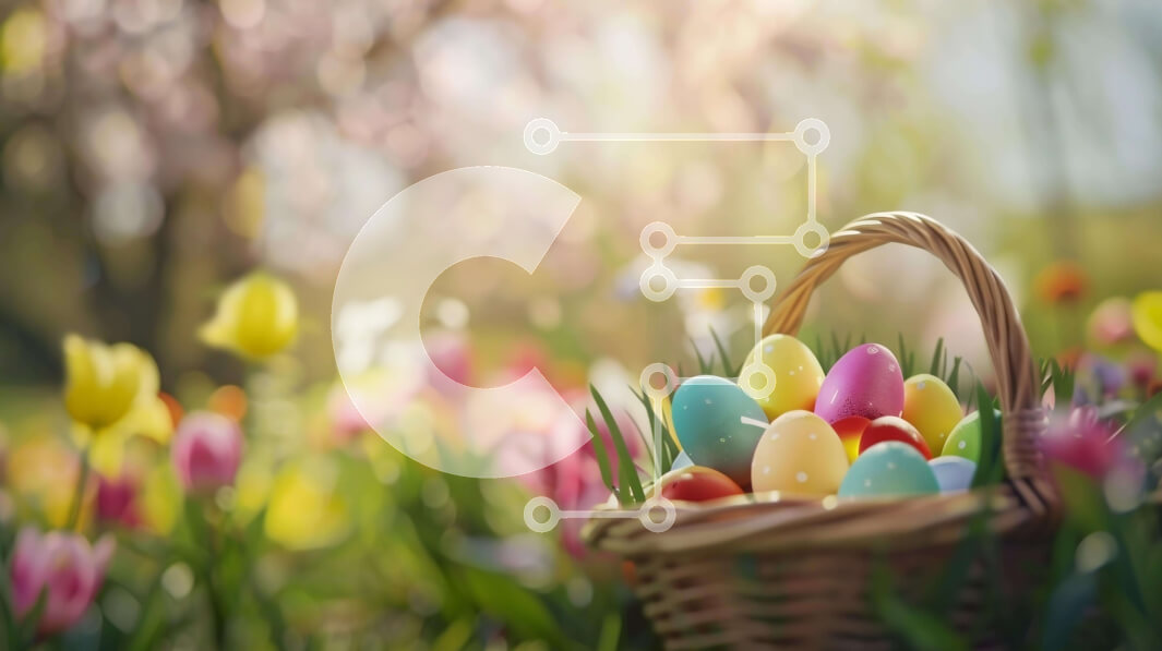 Intra Συλλεκτικό Ξύλινο Παζλ Plywood  4mm - Πολύχρωμα Πασχαλινά αυγά στο καλάθι με τις τουλίπες και τα λουλούδια Σε Ξύλινο Κουτί - Διαστάσεις: 10x10 cm – 25 κομμάτια