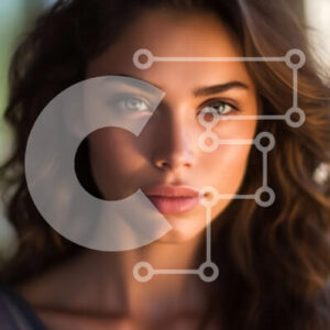 Intra Συλλεκτικό Ξύλινο Παζλ Plywood  4mm - Όμορφη νεαρή γυναίκα με μακριά, σγουρά καστανά μαλλιά κοιτάζοντας την κάμερα Σε Ξύλινο Κουτί - Διαστάσεις Puzzle: 10x10 cm – 25 κομμάτια