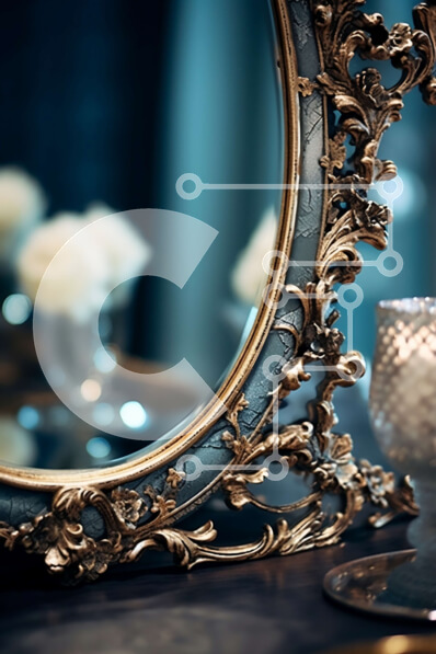 Intra Συλλεκτικό Ξύλινο Παζλ Plywood  4mm - Κομψή σκηνή με περίτεχνο χρυσό καθρέφτη και κερί Σε Ξύλινο Κουτί - Διαστάσεις Puzzle: 10x10 cm – 25 κομμάτια