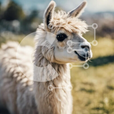 Intra Συλλεκτικό Ξύλινο Παζλ Plywood  4mm - Κοντινό πλάνο λευκού αλπακά σε χωράφι με γρασίδι Σε Ξύλινο Κουτί - Διαστάσεις: 10x10 cm – 25 κομμάτια - Image 1