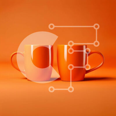 Intra Συλλεκτικό Ξύλινο Παζλ Plywood  4mm - Ζωντανή εικόνα δύο πορτοκαλί κούπες σε συμπαγές πορτοκαλί φόντο Σε Ξύλινο Κουτί - Διαστάσεις Puzzle: 10x10 cm – 25 κομμάτια - Image 1