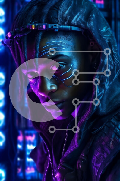 Intra Συλλεκτικό Ξύλινο Παζλ Plywood  4mm - Σκοτεινή και φουτουριστική εικόνα ομορφιάς και μόδας με νέον χρώμα και φουτουριστικό ντύσιμο Σε Ξύλινο Κουτί - Διαστάσεις Puzzle: 10x10 cm – 25 κομμάτια