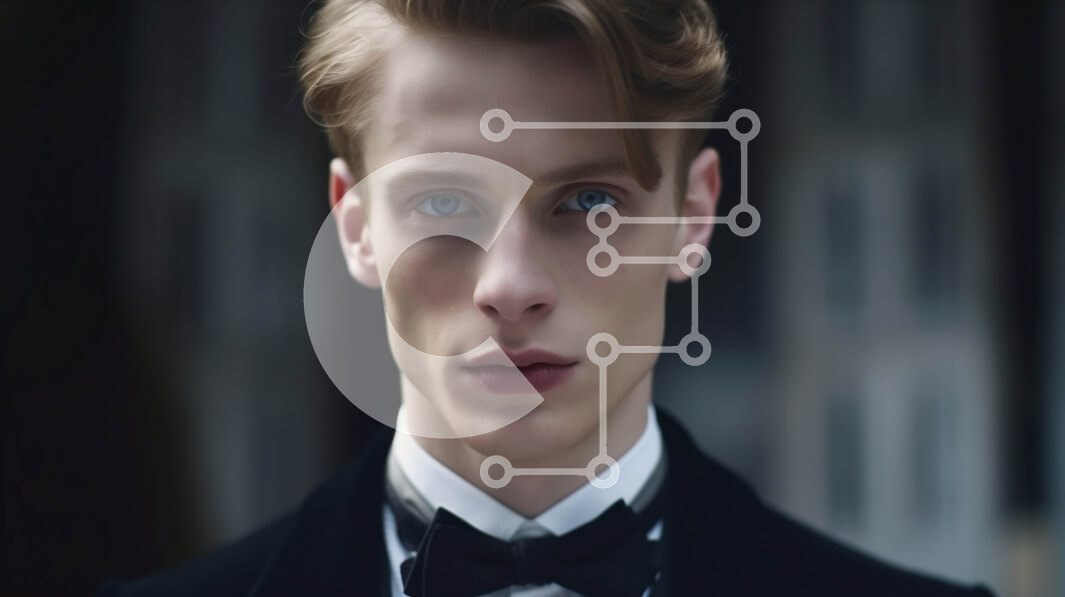 Intra Συλλεκτικό Ξύλινο Παζλ Plywood  4mm - Πορτρέτο ενός όμορφου άνδρα με μαύρο κοστούμι και παπιγιόν Σε Ξύλινο Κουτί - Διαστάσεις Puzzle: 10x10 cm – 25 κομμάτια