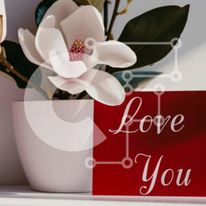 Intra Συλλεκτικό Ξύλινο Παζλ Plywood  4mm - Κόκκινη κάρτα «Love You» με λευκό λουλούδι Σε Ξύλινο Κουτί - Διαστάσεις: 10x10 cm – 25 κομμάτια
