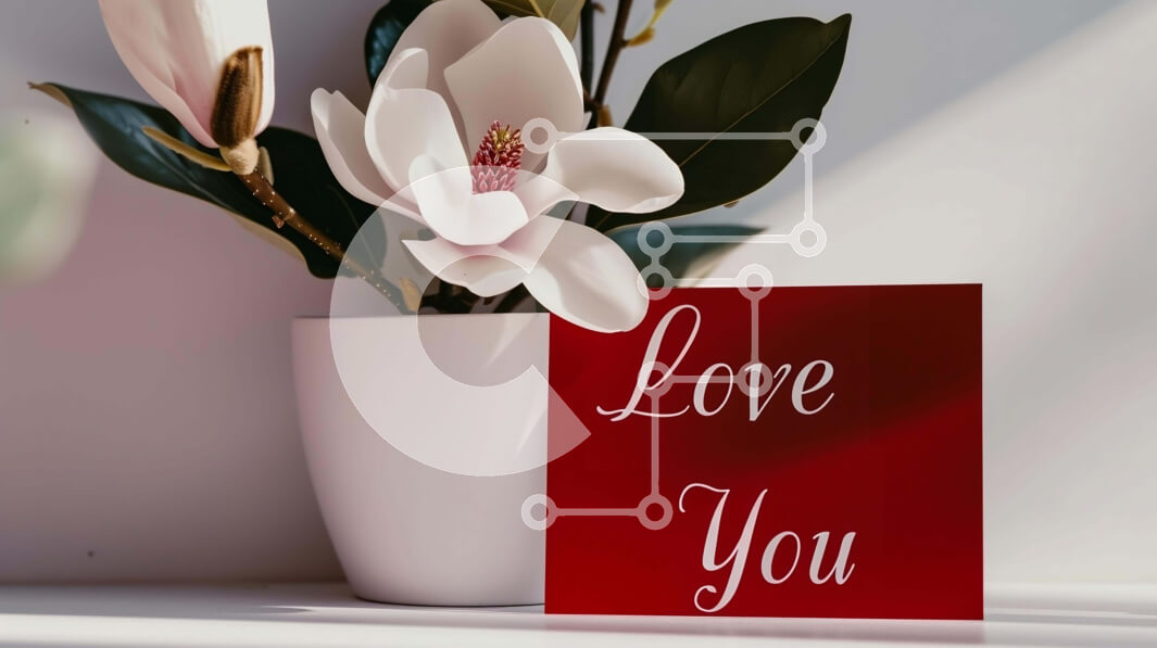 Intra Συλλεκτικό Ξύλινο Παζλ Plywood  4mm - Κόκκινη κάρτα «Love You» με λευκό λουλούδι Σε Ξύλινο Κουτί - Διαστάσεις: 10x10 cm – 25 κομμάτια