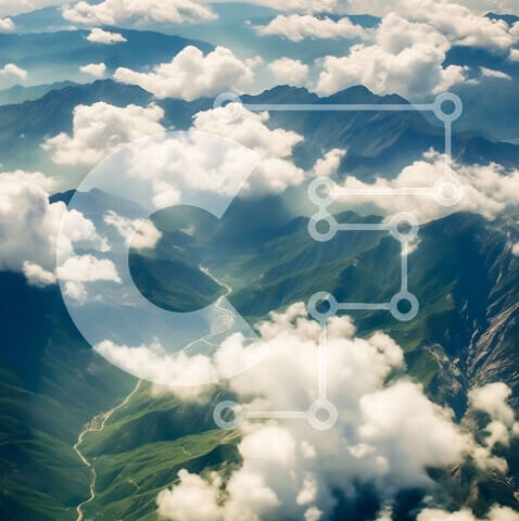 Intra Συλλεκτικό Ξύλινο Παζλ Plywood 4mm - Όμορφη εναέρια θέα στα βουνά με το ποτάμι και τον καταγάλανο ουρανό Σε Ξύλινο Κουτί - Διαστάσεις: 10x10 cm – 25 κομμάτια - Image 1