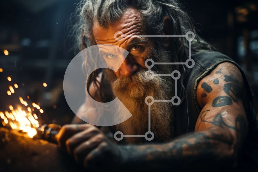 Intra Συλλεκτικό Ξύλινο Παζλ Plywood  4mm - Ηλικιωμένος που συγκολλά μέταλλο με φακό Σε Ξύλινο Κουτί - Διαστάσεις Puzzle: 10x10 cm – 25 κομμάτια